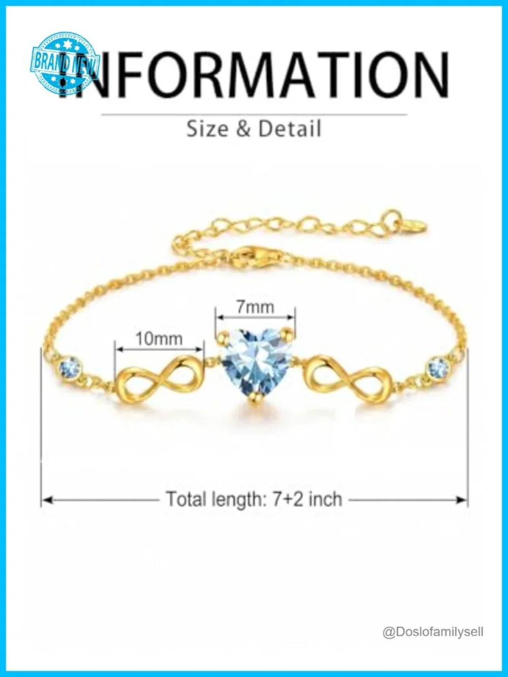 14K Gold Plated Infinity Birthstone Link Bracelet with Cubic Zirconia,